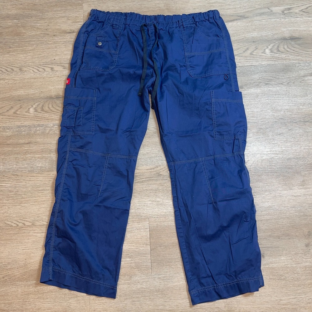 Dickies Gen Flex Mens 2XL Scrub Pants Navy Blue Elastic Waist Drawstring 857455